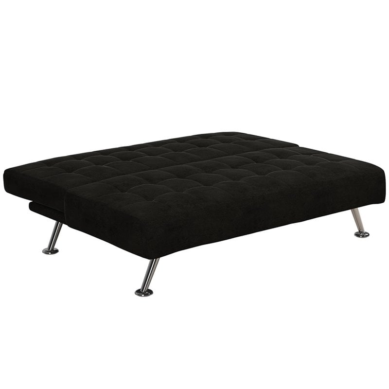 Tufted Sleeper Sofa in Black and Chrome