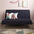 Tufted Sleeper Sofa in Dark Blue and Chrome