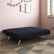 Tufted Sleeper Sofa in Dark Blue and Chrome