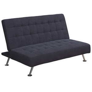 Tufted Sleeper Sofa in Dark Blue and Chrome