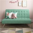 Tufted Sleeper Sofa in Teal and Chrome