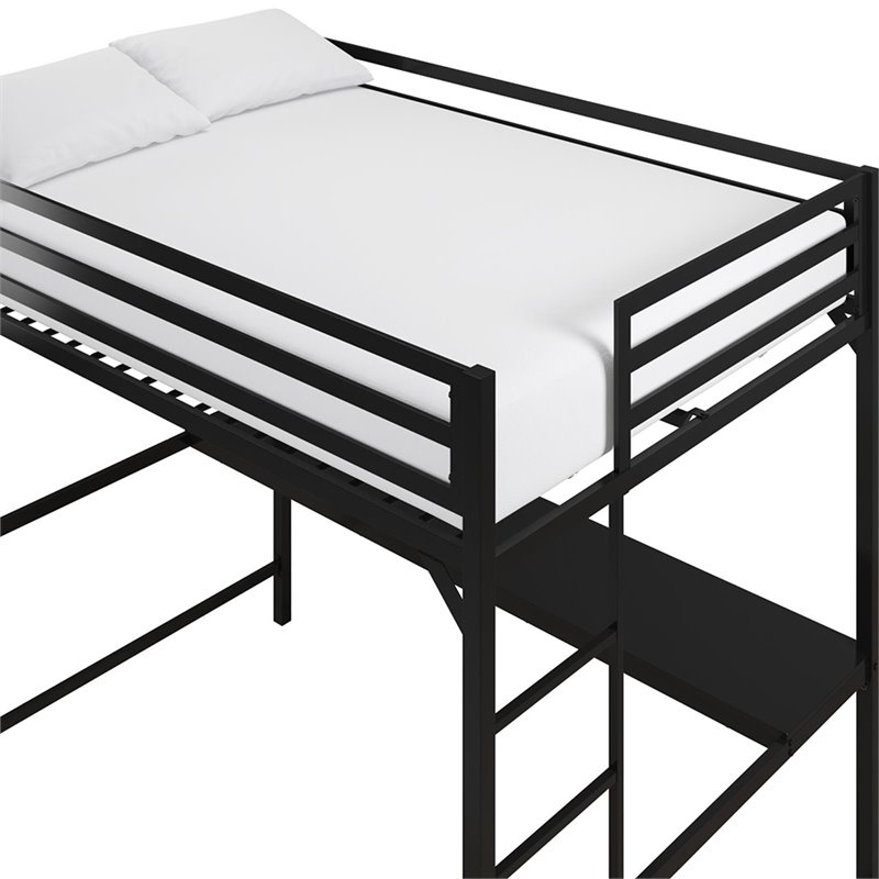 Rosebery Kids Full Metal Loft Bed with Desk in Black