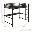 Rosebery Kids Full Metal Loft Bed with Desk in Black