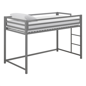 Rosebery Kids Modern Metal Twin Size Junior Loft Bed in Silver