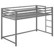 Rosebery Kids Modern Metal Twin Size Junior Loft Bed in Silver