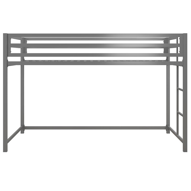 Rosebery Kids Modern Metal Twin Size Junior Loft Bed in Silver