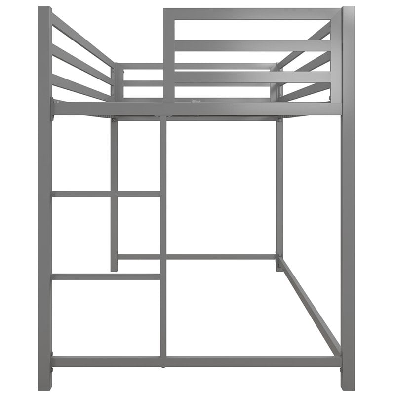 Rosebery Kids Modern Metal Twin Size Junior Loft Bed in Silver
