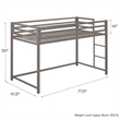 Rosebery Kids Modern Metal Twin Size Junior Loft Bed in Silver