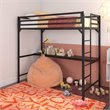 Rosebery Kids Twin Metal Loft Bed with Desk in Black