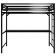 Rosebery Kids Twin Metal Loft Bed with Desk in Black