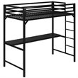 Rosebery Kids Twin Metal Loft Bed with Desk in Black