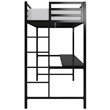 Rosebery Kids Twin Metal Loft Bed with Desk in Black