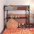 Rosebery Kids Twin Metal Loft Bed with Desk in Black