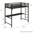 Rosebery Kids Twin Metal Loft Bed with Desk in Black