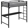 Rosebery Kids Twin Metal Loft Bed with Desk in Black