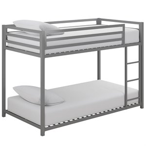 Rosebery Kids Twin Over Twin Metal Bunk Bed in Silver