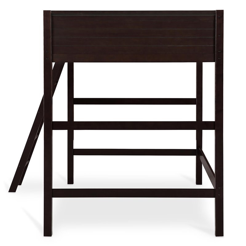 Rosebery Kids Traditional Wood 5-Step Ladder Full Loft Bed in Espresso