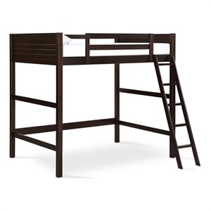 Rosebery Kids Traditional Wood 5-Step Ladder Full Loft Bed in Espresso
