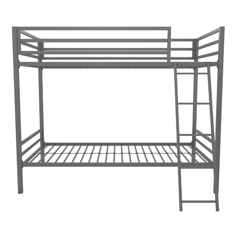 Rosebery Kids Twin Over Twin Metal Bunk Bed in Gray