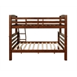 Rosebery Kids Wood Twin over Full Bunk Bed with Attached Ladder in Brown