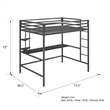 Rosebery Kids Full Metal Loft Bed with Desk in Navy and Black