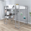 Rosebery Kids Full Metal Loft Bed with Desk in Silver and Black