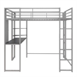 Rosebery Kids Full Metal Loft Bed with Desk in Silver and Black