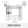 Rosebery Kids Full Metal Loft Bed with Desk in Silver and Black