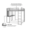 Rosebery Kids Full Metal Loft Bed with Desk in Silver and Black