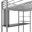 Rosebery Kids Full Metal Loft Bed with Desk in Silver and Black