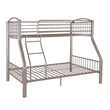 Rosebery Kids Metal Heavy Twin Over Full Bunk Bed Attached Ladder in Pewter