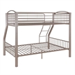 Rosebery Kids Metal Heavy Twin Over Full Bunk Bed Attached Ladder in Pewter