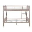 Rosebery Kids Metal Heavy Twin Over Full Bunk Bed Attached Ladder in Pewter