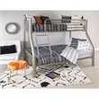 Rosebery Kids Metal Heavy Twin Over Full Bunk Bed Attached Ladder in Pewter