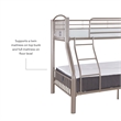 Rosebery Kids Metal Heavy Twin Over Full Bunk Bed Attached Ladder in Pewter