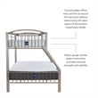 Rosebery Kids Metal Heavy Twin Over Full Bunk Bed Attached Ladder in Pewter