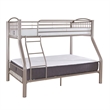 Rosebery Kids Metal Heavy Twin Over Full Bunk Bed Attached Ladder in Pewter