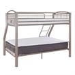 Rosebery Kids Metal Heavy Twin Over Full Bunk Bed Attached Ladder in Pewter