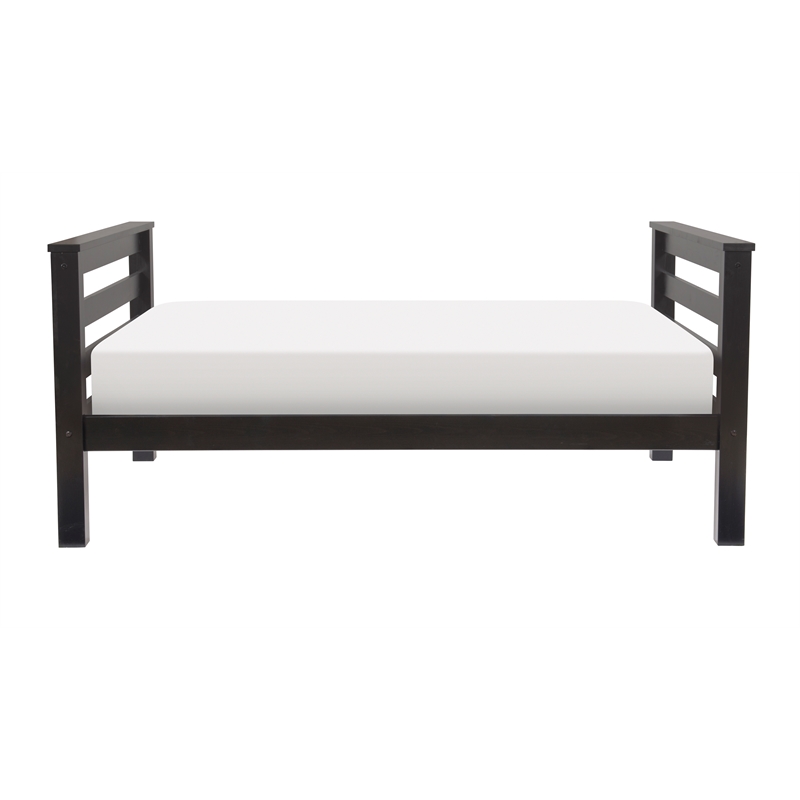 Rosebery Kids Transitional Wood Twin over Full Bunk Bed with Built in Black