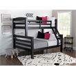 Rosebery Kids Transitional Wood Twin over Full Bunk Bed with Built in Black