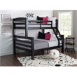 Rosebery Kids Transitional Wood Twin over Full Bunk Bed with Built in Black