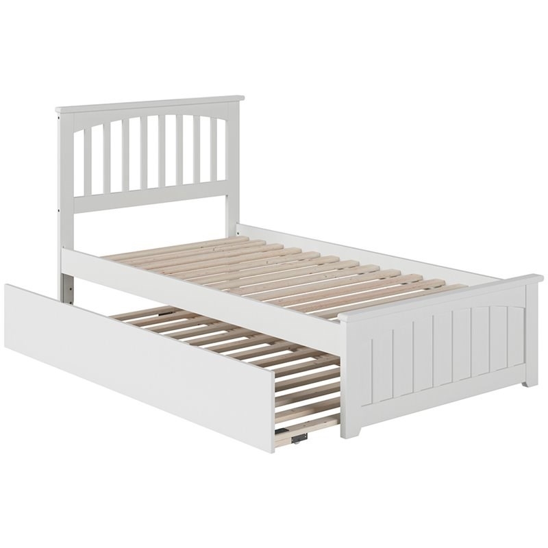 Rosebery Kids Twin Platform Bed with Matching Footboard & Twin Trundle in White