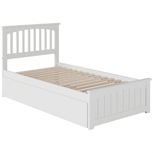 Rosebery Kids Twin Platform Bed with Matching Footboard & Twin Trundle in White