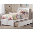 Rosebery Kids Twin Wood Platform Bed with Footboard and Twin Trundle in White