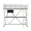 Rosebery Kids Metal Student Loft Twin Bed Lower Desk Unit in Pewter