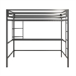 Rosebery Kids Metal Full Loft Bed with Desk in Gray & Black