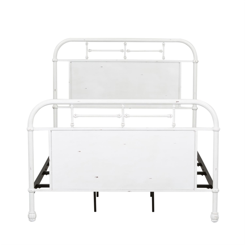 Rosebery Kids Modern Twin Metal Bed in Antique White