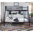 Rosebery Kids Metal Navy Blue Bunk Bed Twin over Full Industrial Space Saving Unassembled