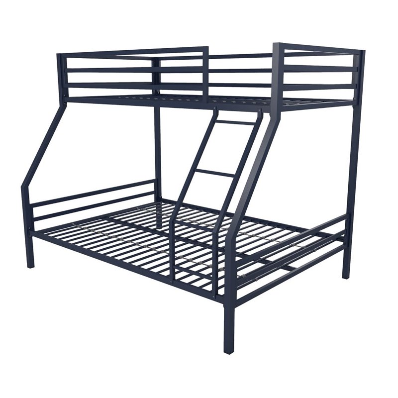 Rosebery Kids Metal Navy Blue Bunk Bed Twin over Full Industrial Space Saving Unassembled