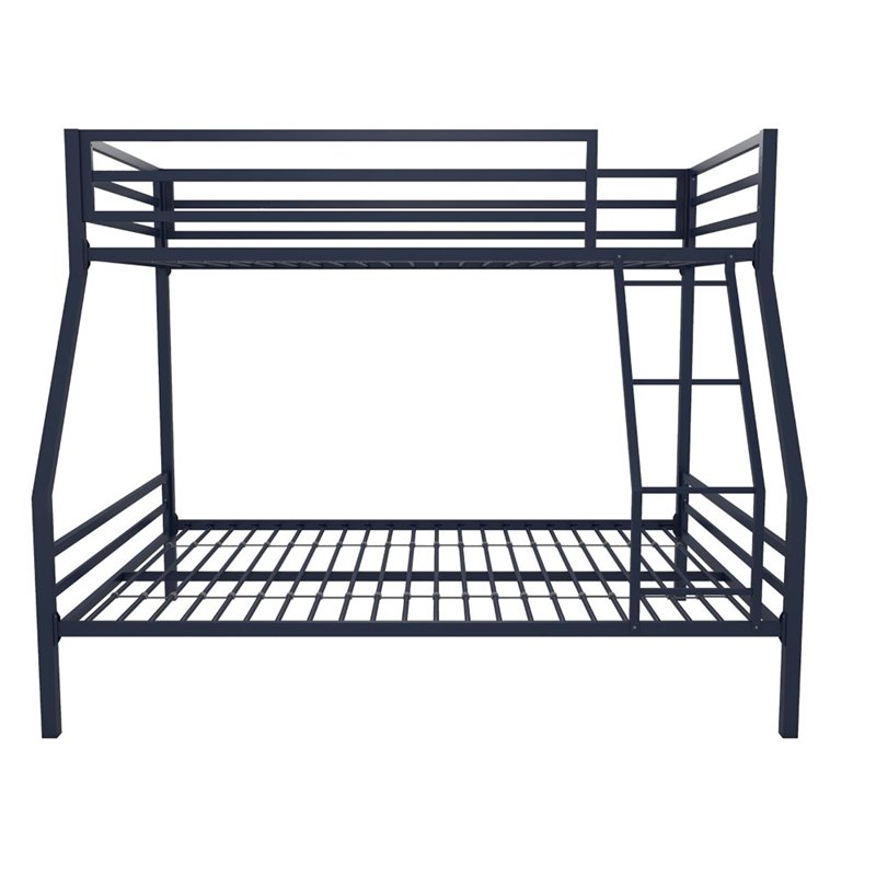 Rosebery Kids Metal Navy Blue Bunk Bed Twin over Full Industrial Space Saving Unassembled
